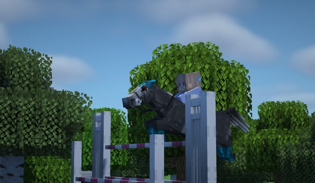 Star Worm Equestrian saut d'obstacles personnalisé avec outil de mesure dans Minecraft