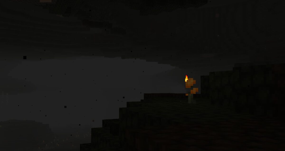 Barren Abyss dans le mod The Undergarden Minecraft, gouffre désertique dans une caverne isolée et sombre