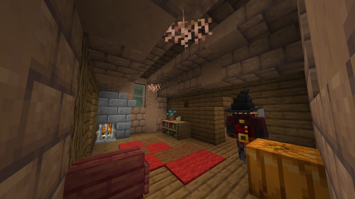 ennemi pyromancien dans sa cabane de mangrove dans le mod iron's spells 'n spellbooks pour minecraft.