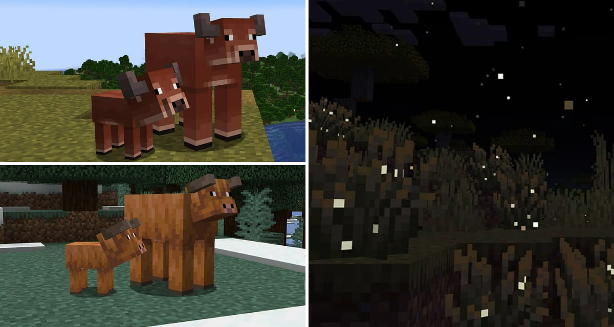 Minecraft : 2 nouvelles variantes de vaches et le retour des lucioles sous une forme inédite