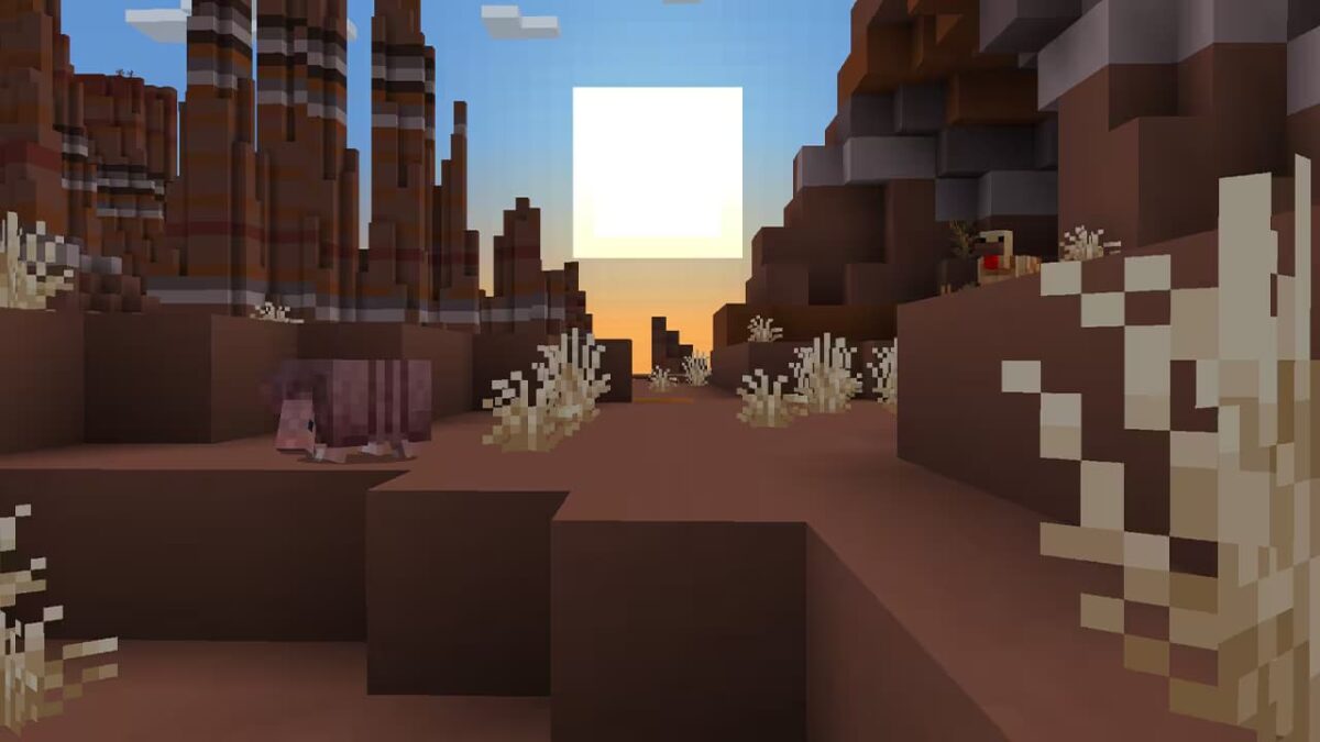 Herbe sèche dans Minecraft, une nouvelle végétation qui pousse dans les badlands et les biomes désertiques.