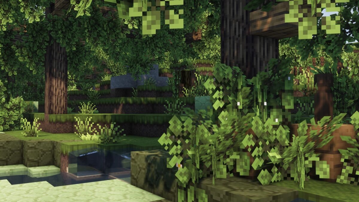 végétation luxuriante et lumière filtrée avec le pack de texture Minecraft Yuushya