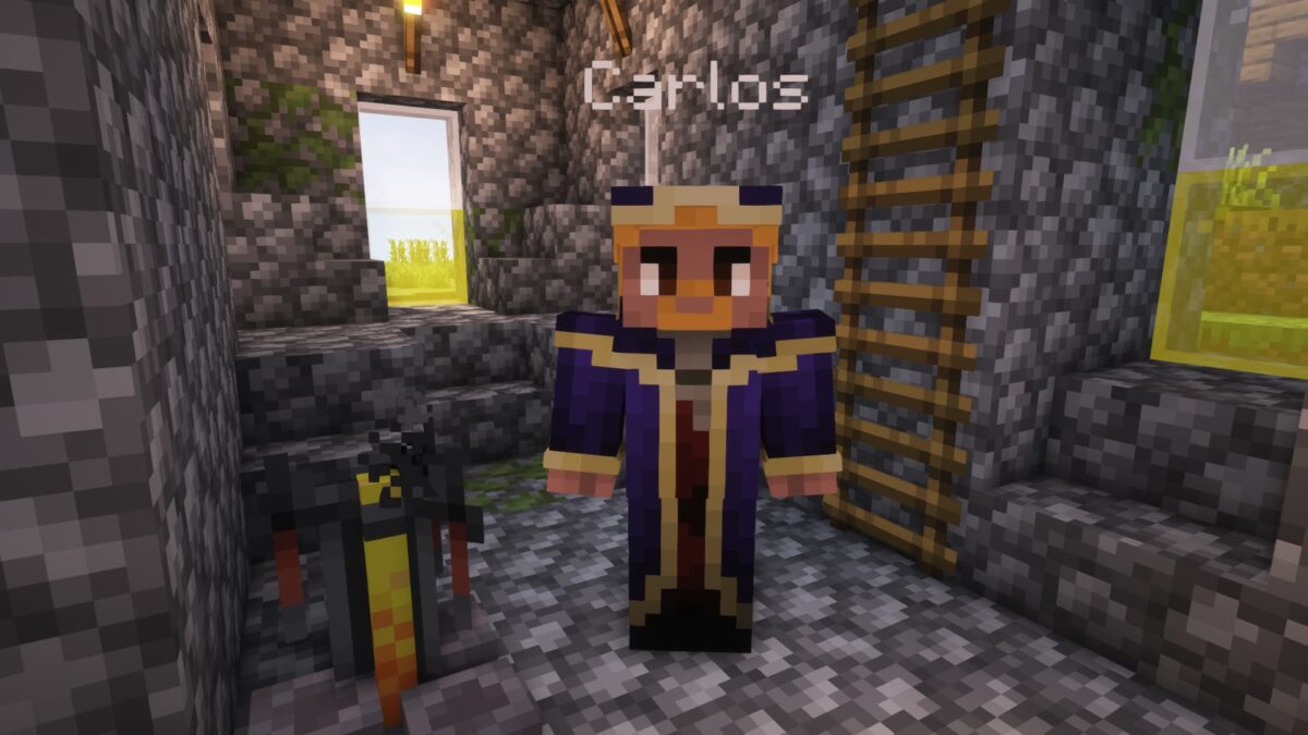 villageois personnalisé dans le mod Minecraft MCA Reborn avec habits et décor intérieur