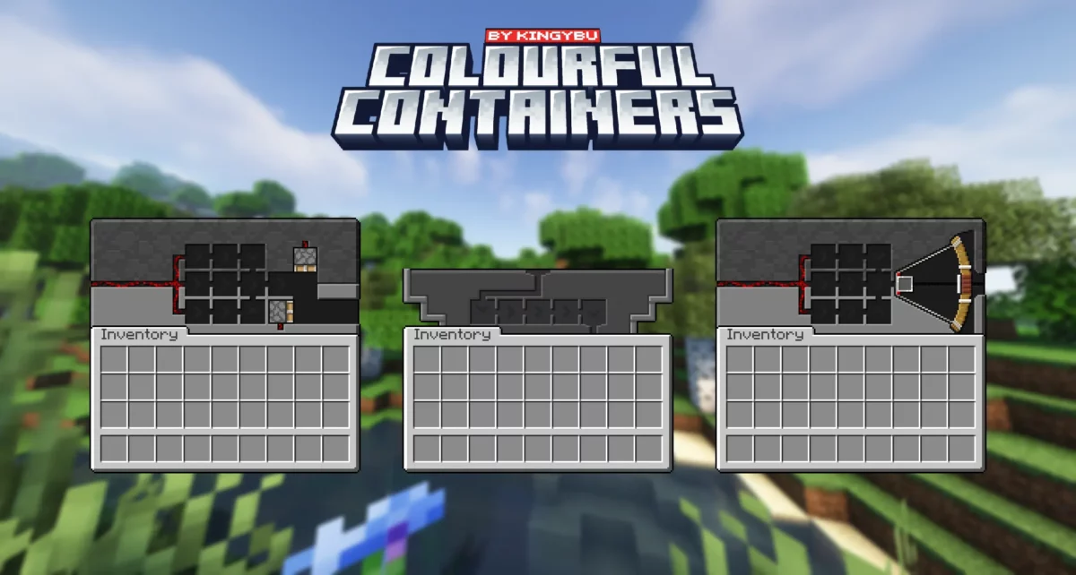 Interfaces du pack de texture Minecraft Colourful Containers GUI pour le dispenser, l’entonnoir et le dropper.