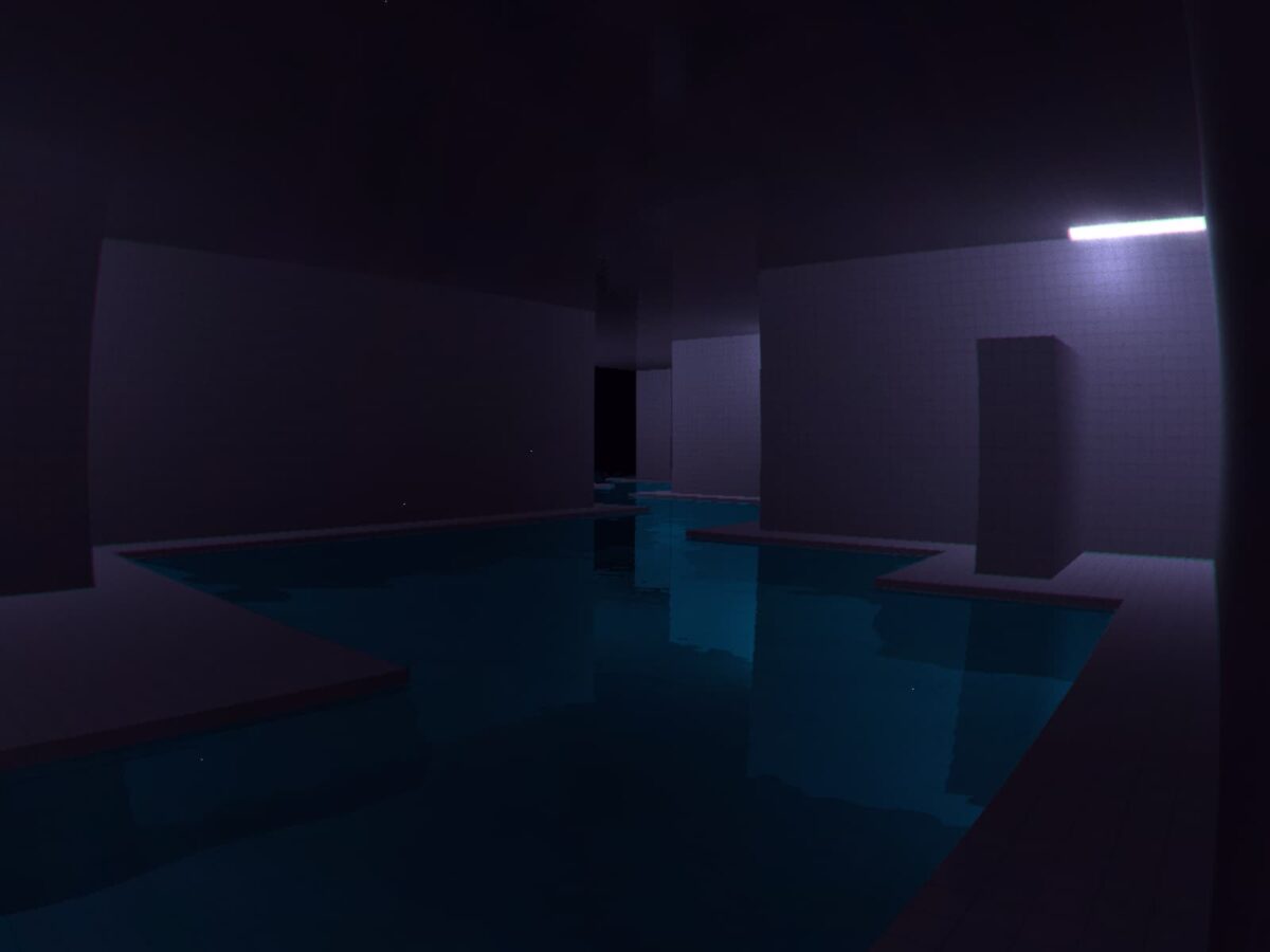 mod Minecraft Minecraft Found Footage – zone obscure et immergée des Poolrooms sans lumière naturelle