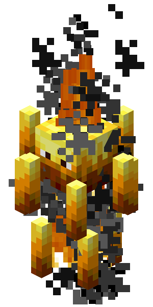 Un blaze en feu prêt à tirer ses boules de feu dans Minecraft.