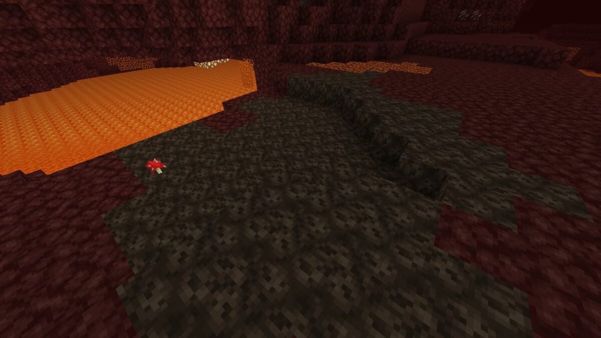 sable des âmes généré naturellement au bord d’un lac de lave dans le Nether – Minecraft