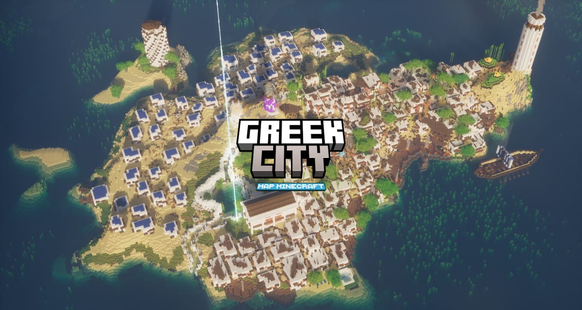 Greek City : Ville côtière méditerranéenne – Map Minecraft