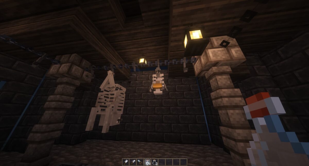 mod Minecraft Butchery – carcasses réduites à l’état de squelettes après exposition à l’acide sulfurique