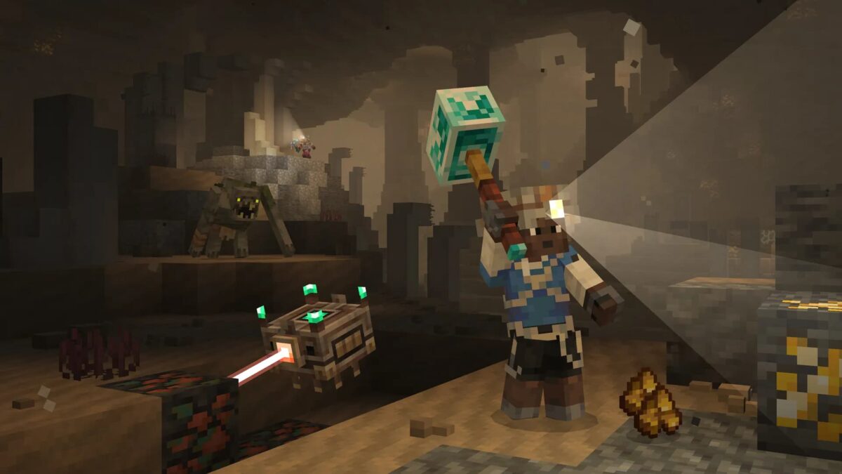Exploration des grottes dans RealismCraft avec nouveaux minerais et créatures hostiles.