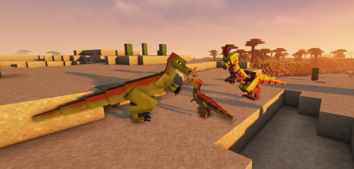 Riding Lizard dans le mod Mythic Mounts pour Minecraft, reptile carnivore hostile des déserts et badlands.