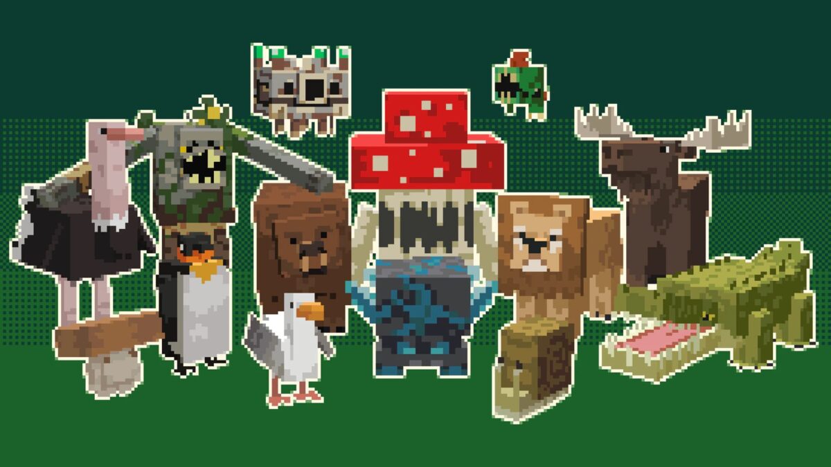 Créatures ajoutées par RealismCraft dans Minecraft Bedrock, incluant lions, crocodiles, autruches et monstres inédits.