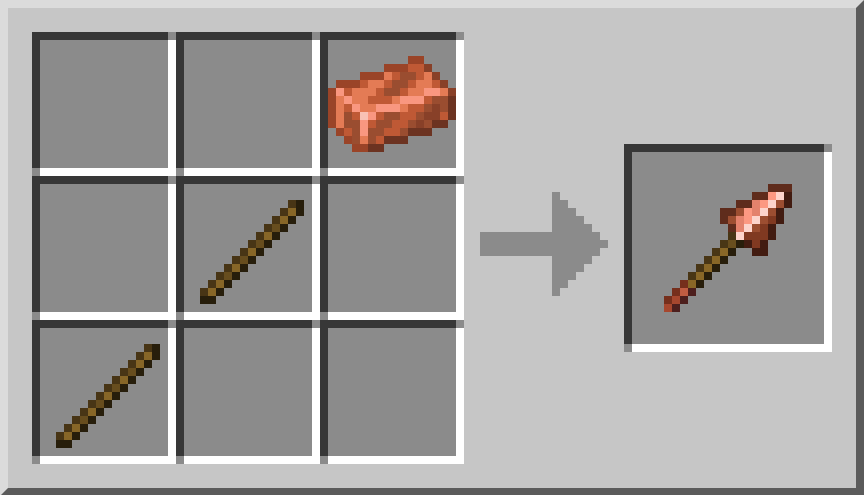 comment faire lance en cuivre dans minecraft avec deux bâtons et un lingot de cuivre
