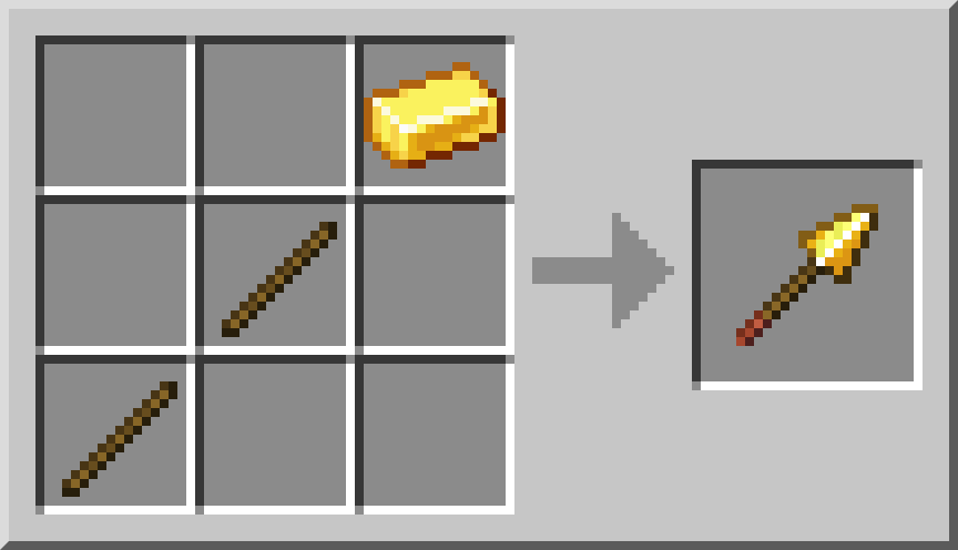 comment faire lance en or dans minecraft avec deux bâtons et un lingot d'or