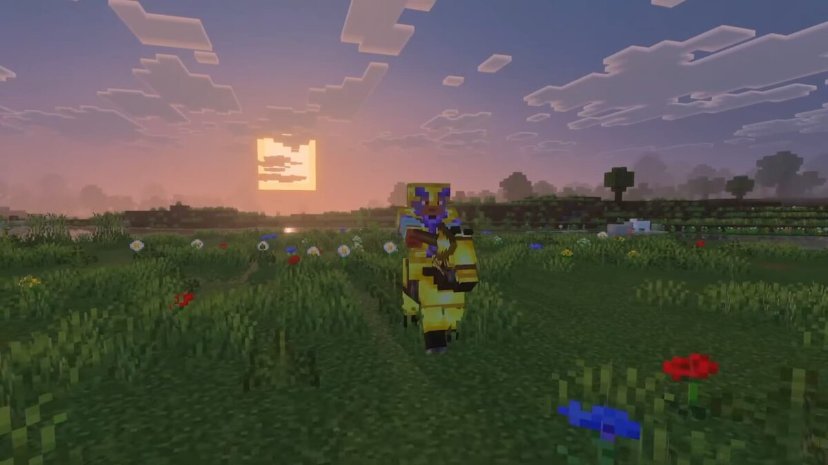 un joueur à cheval équipé d'une lance dans minecraft