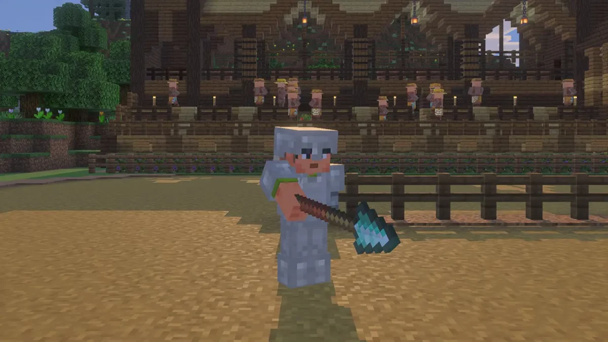 Démonstration d’une attaque d’estoc avec une lance dans Minecraft