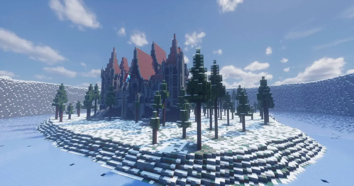 vallée enneigée Snow Valley dans la carte The Zombie Apocalypse X pour Minecraft