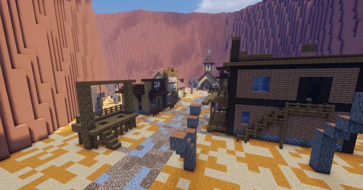 ville du Far West Western Town dans la carte The Zombie Apocalypse X pour Minecraft
