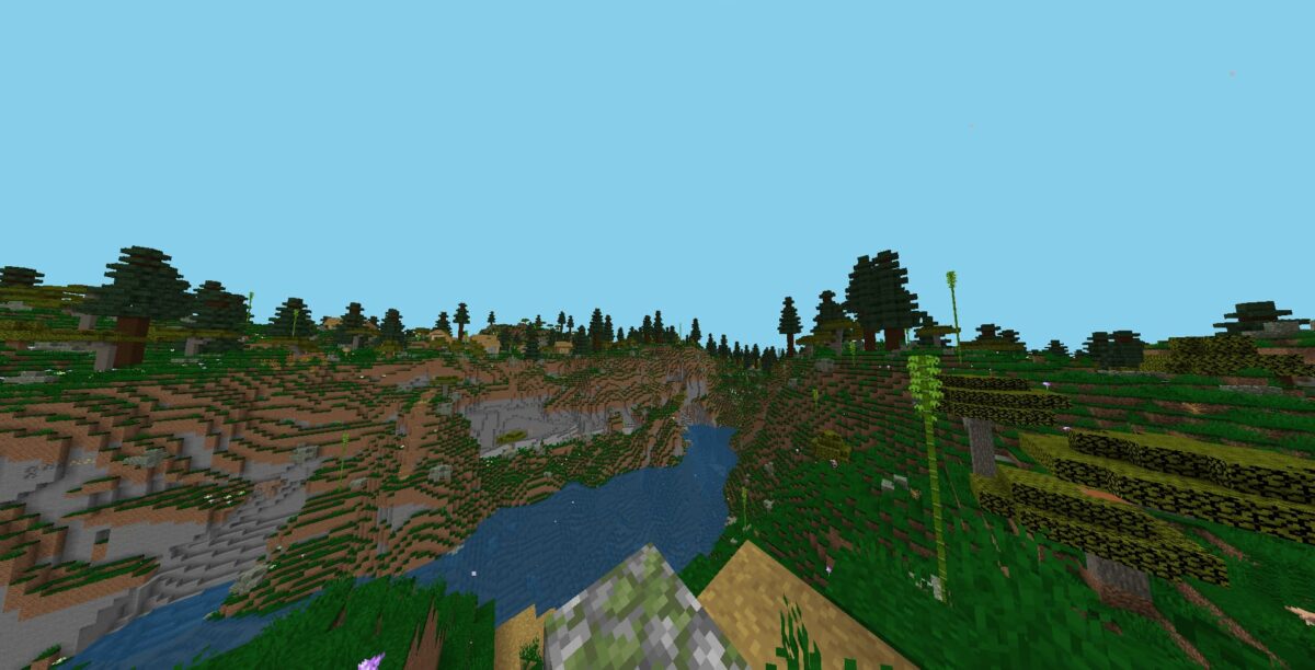 mod Minecraft Solara Dimension paysage avec falaises abruptes et riviere sinueuse