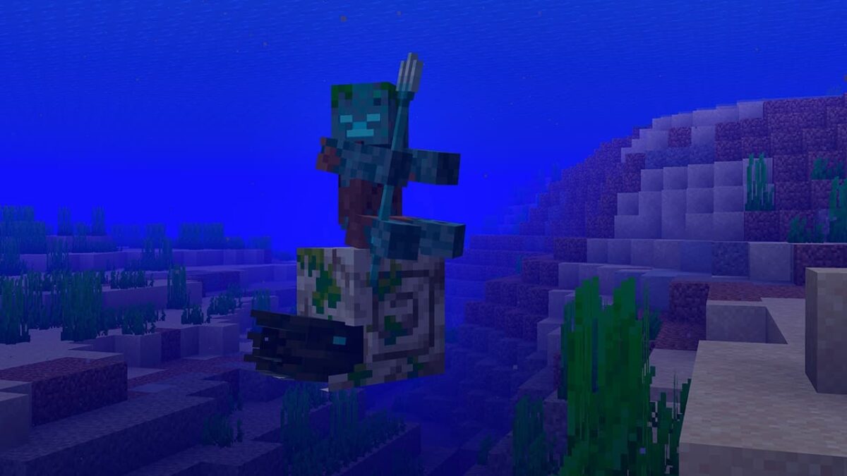 zombie nautilus dans Minecraft transporte un drowned arme d’un trident nouvelle monture hostile de Mounts of Mayhem