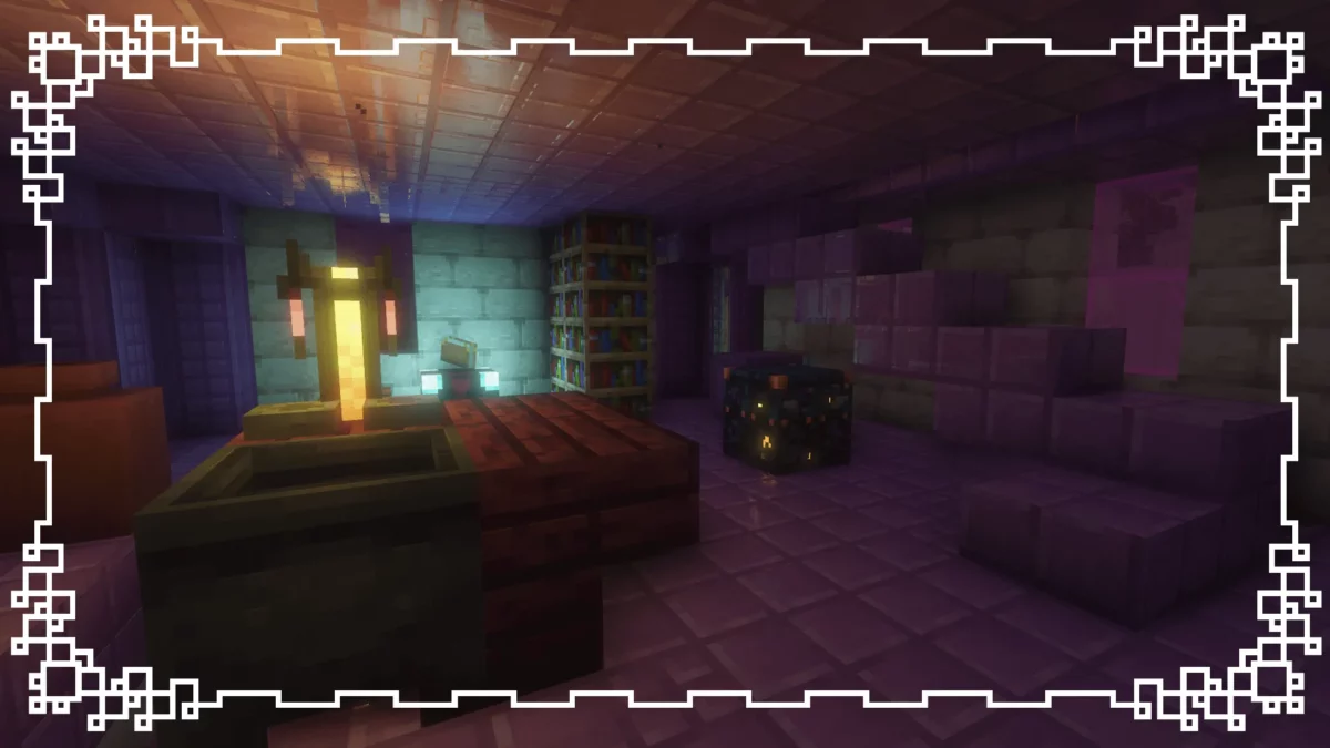 mod Minecraft Stellarity montrant une End City repensée, avec des salles variées, des coffres scellés et des mécaniques inspirées des chambres d’épreuve