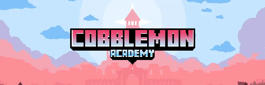 modpack Minecraft Cobblemon Academy logo officiel du modpack avec identite visuelle academique et style pixel art