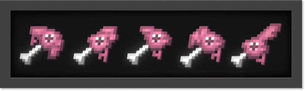 mod Minecraft Sons Of Sins montrant les outils de chair imprégnés de sang, version renforcée des outils osseux à durabilité auto-régénérée