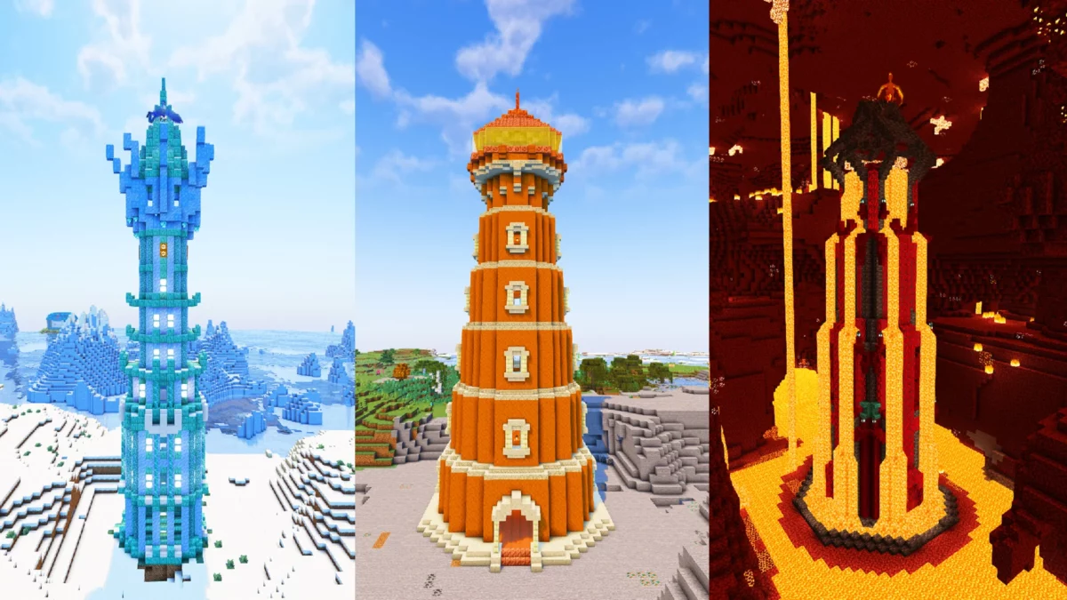 Tours légendaires des oiseaux Pokémon dans le mod Minecraft COBBLEVERSE avec structures anciennes dédiées aux Pokémon légendaires