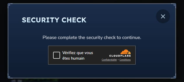 Vérification de sécurité Cloudflare demandée lors de la création d’un compte Hytale