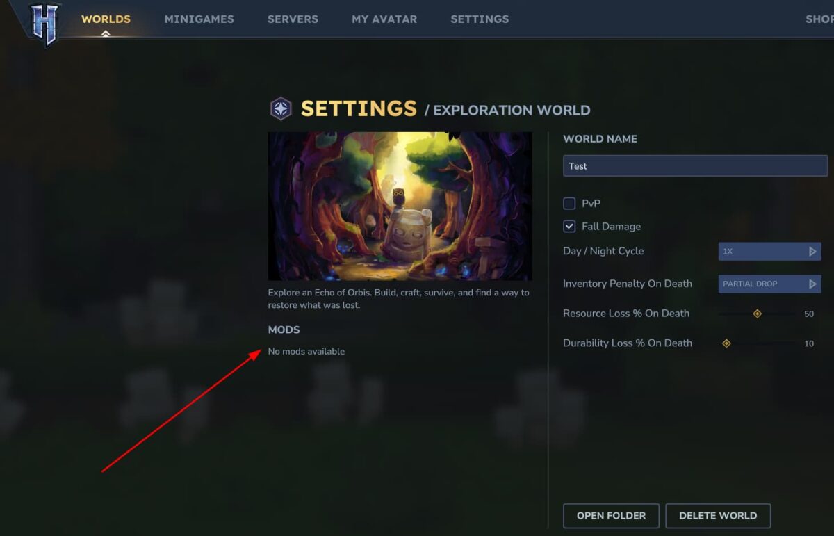 installer mod hytale, cliquer sur open folder