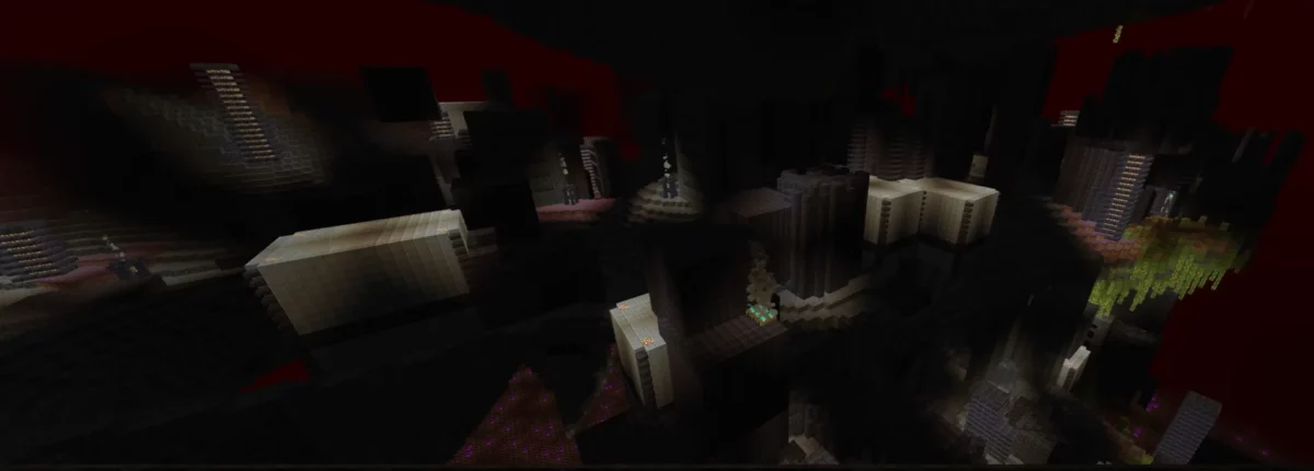 mod Minecraft ArPhEx biome Cryptic Complex structures massives sombres et plateformes industrielles