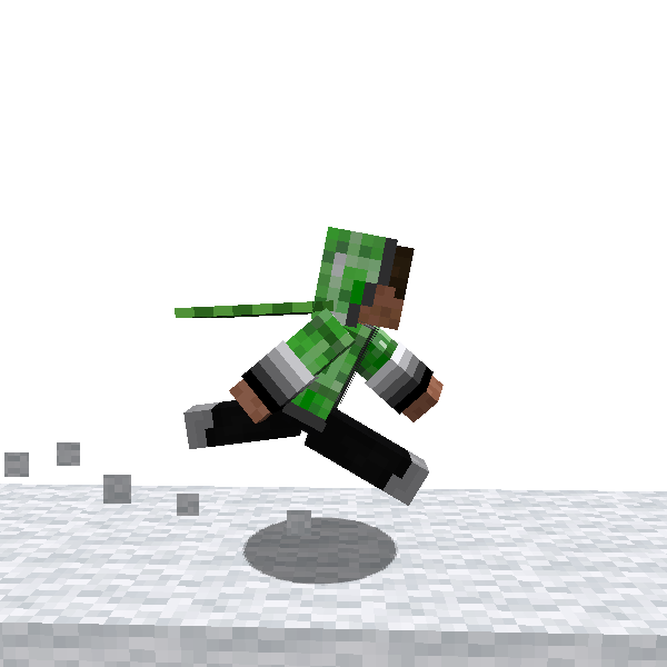 Personnage utilisant le fast run du mod Minecraft ParCool avec animation de course rapide