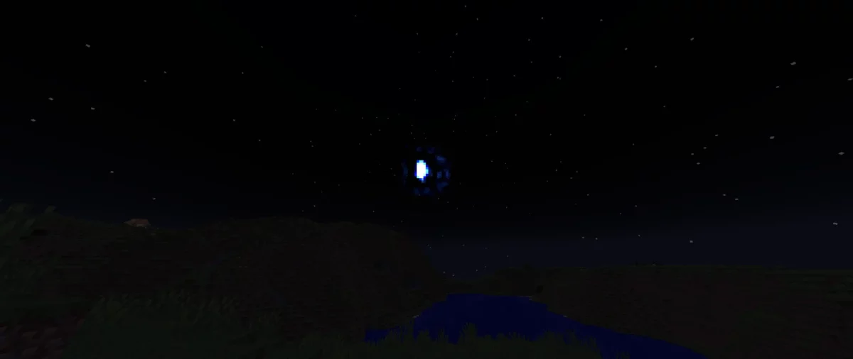 Mod Minecraft No Moon illustrant la disparition progressive de la lune et la distorsion visuelle du ciel nocturne