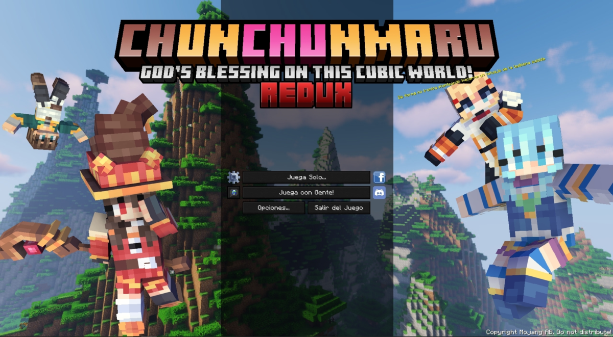 mod Minecraft FancyMenu écran titre inspire Konosuba avec personnages anime et menu central personnalise