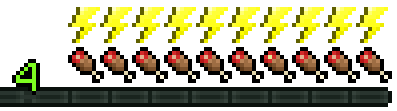 Interface de stamina du mod Minecraft ParCool affichant la jauge d’endurance au-dessus de la barre de faim