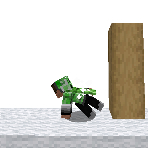 Roulade de réception breakfall réduisant les dégâts de chute dans le mod Minecraft ParCool