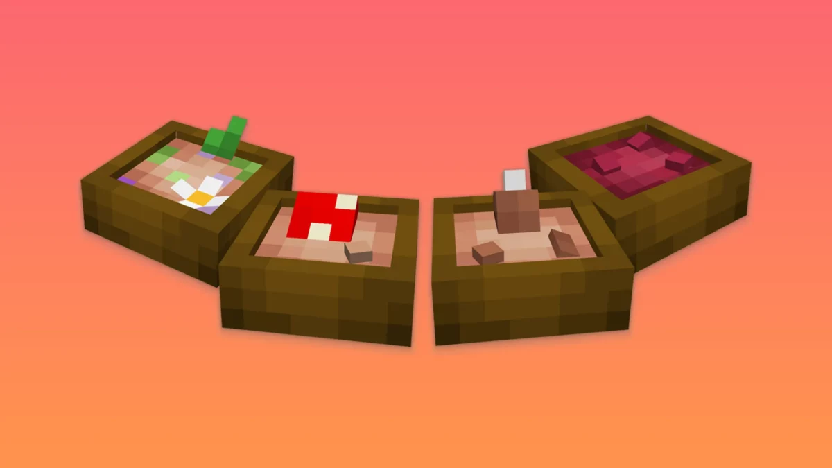 Quatre bols de soupes et ragoûts en modèles 3D du pack de texture Minecraft Fresh Food avec ingrédients visibles dans chaque bol