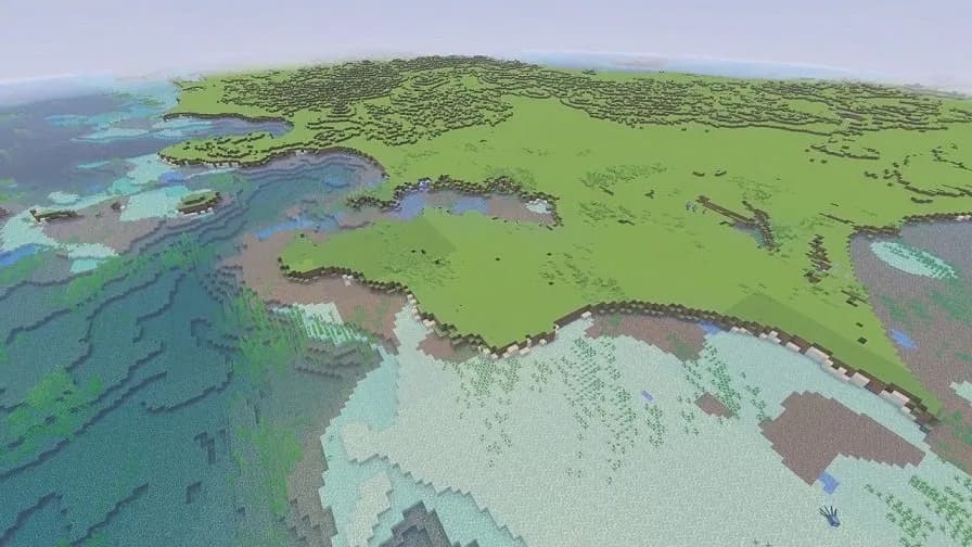 aerienne-carte-minecraft.webpcarte Minecraft des fonds marins japonais avec une vue aérienne du littoral et du passage terre-mer