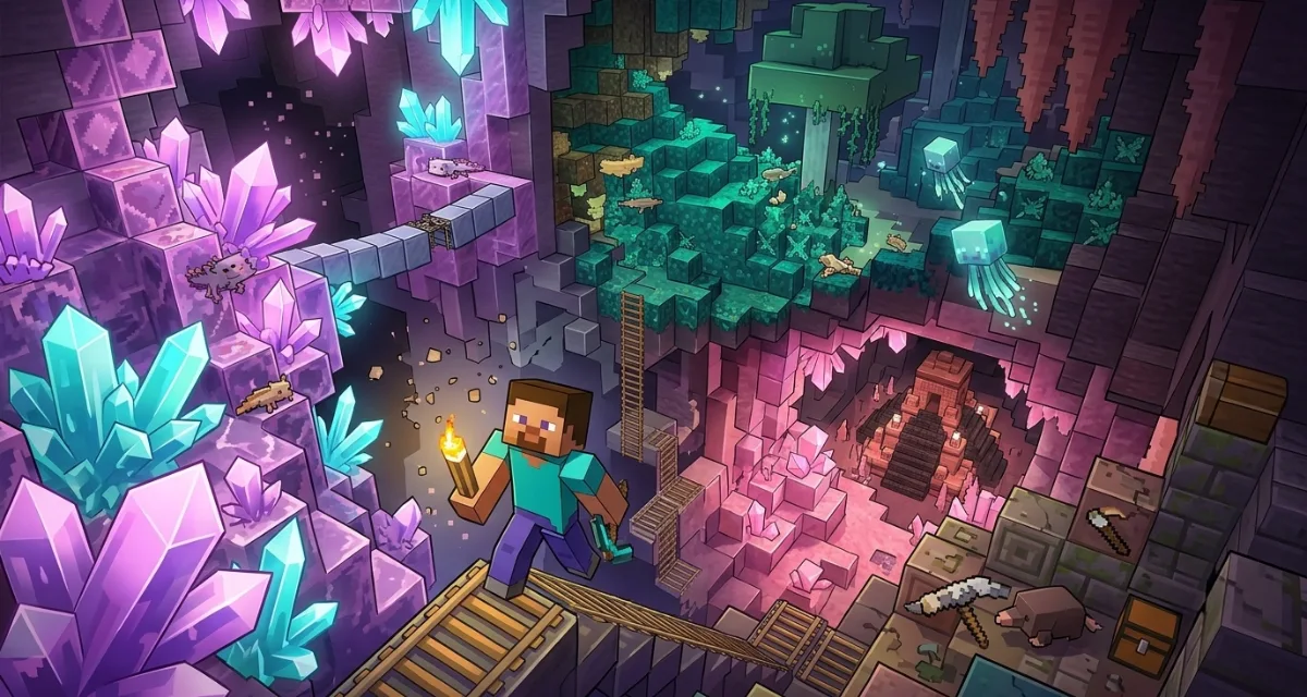 Galosphere est un mod qui ajoute quatre biomes souterrains et leurs créatures à Minecraft