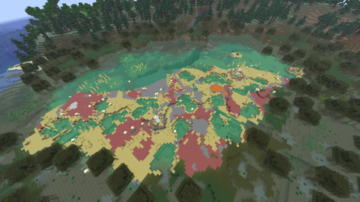 Plaque de grottes de soufre générée à la surface dans le snapshot 26.2-snap-6 de Minecraft