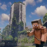 Mosslorn est une map Minecraft de 1000×1000 blocs où une cité abandonnée a été reprise par la nature