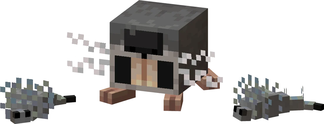 mod Minecraft Galosphere trois taupes qui sortent de leurs terriers dans les Forgotten Ruins