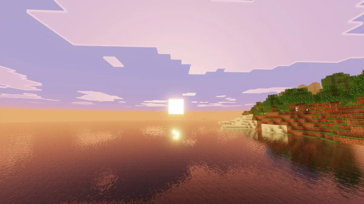 shader Minecraft Visual Vibrance ambiance colorée d'une scène du jeu sous le rendu du pack