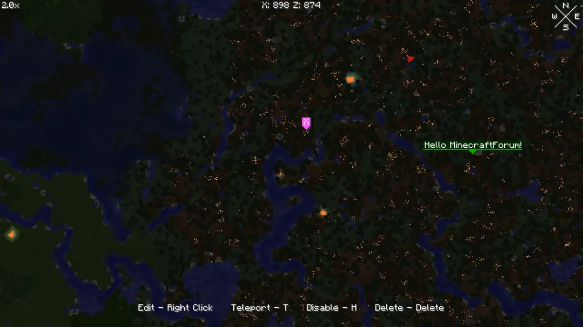 mod Minecraft Xaero's World Map carte plein écran qui se dessine automatiquement à mesure de l'exploration