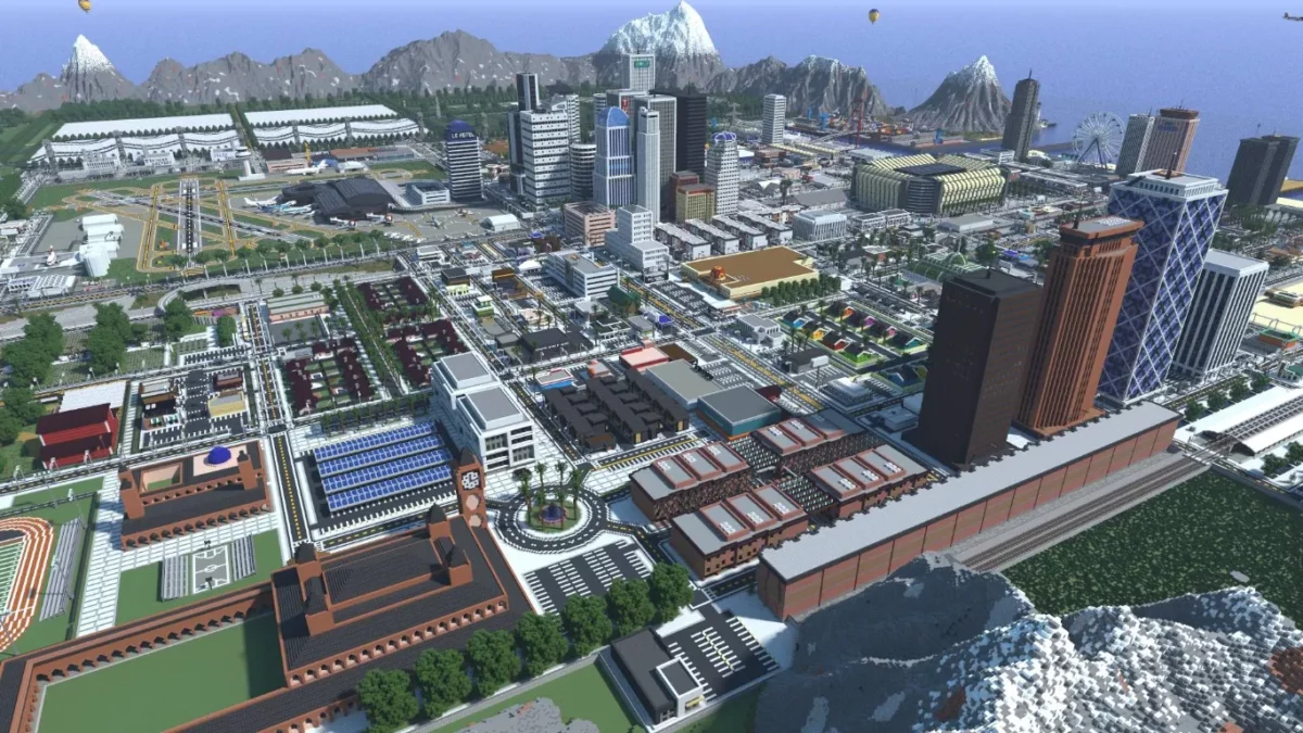 map Minecraft Los Perrito centre-ville et ses avenues alignées au cordeau