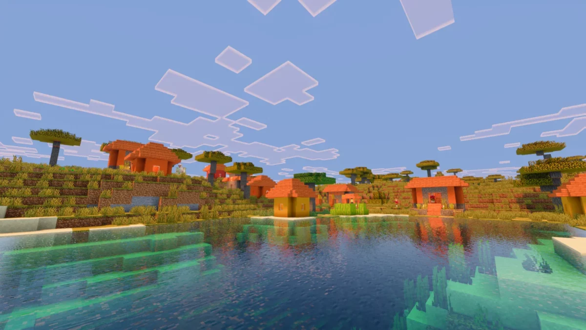shader Minecraft Visual Vibrance ciel et lumière du pack au-dessus d'un paysage