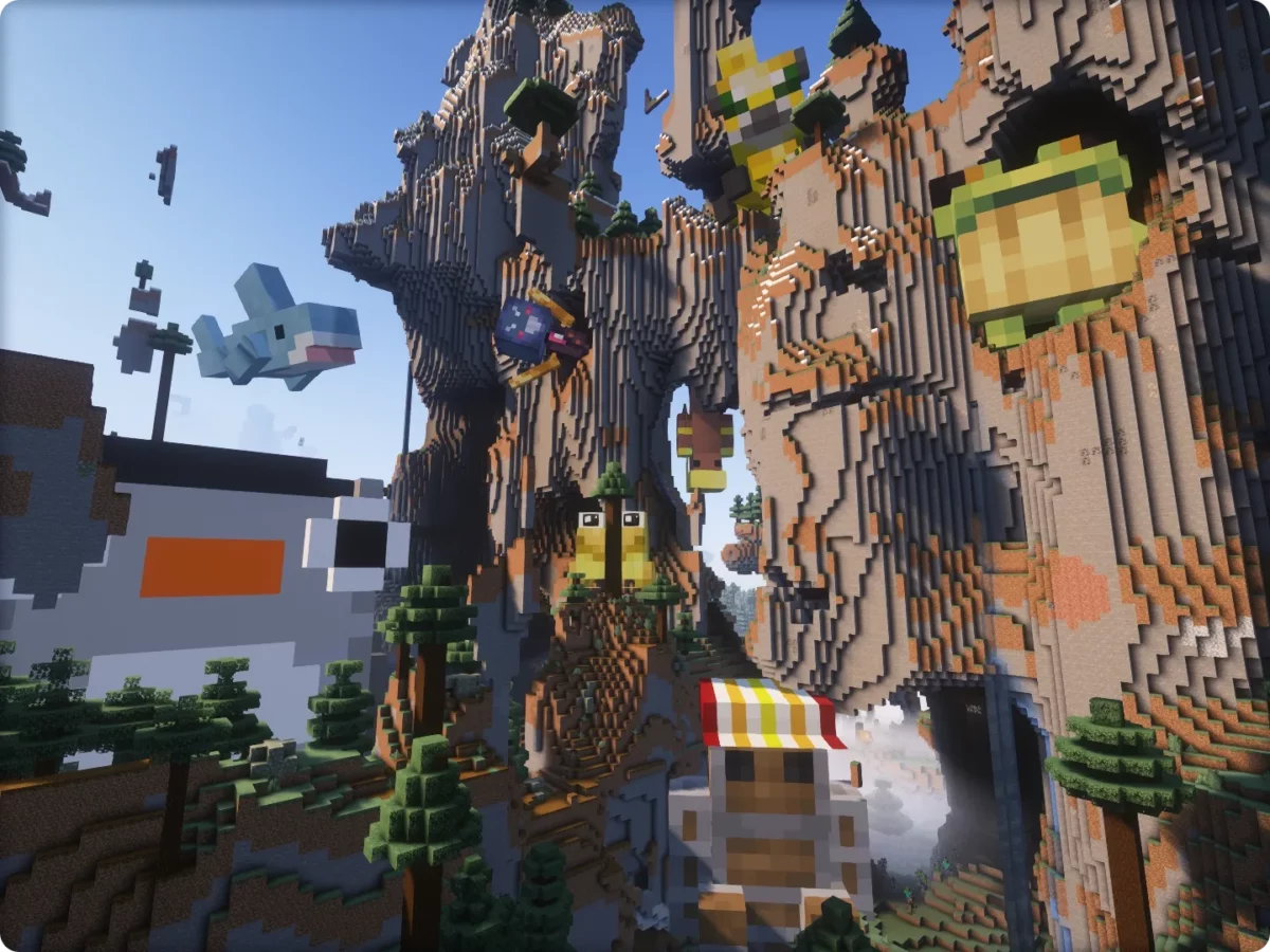 mod Minecraft Plushables montrant les peluches issues de collaborations avec d'autres mods Minecraft