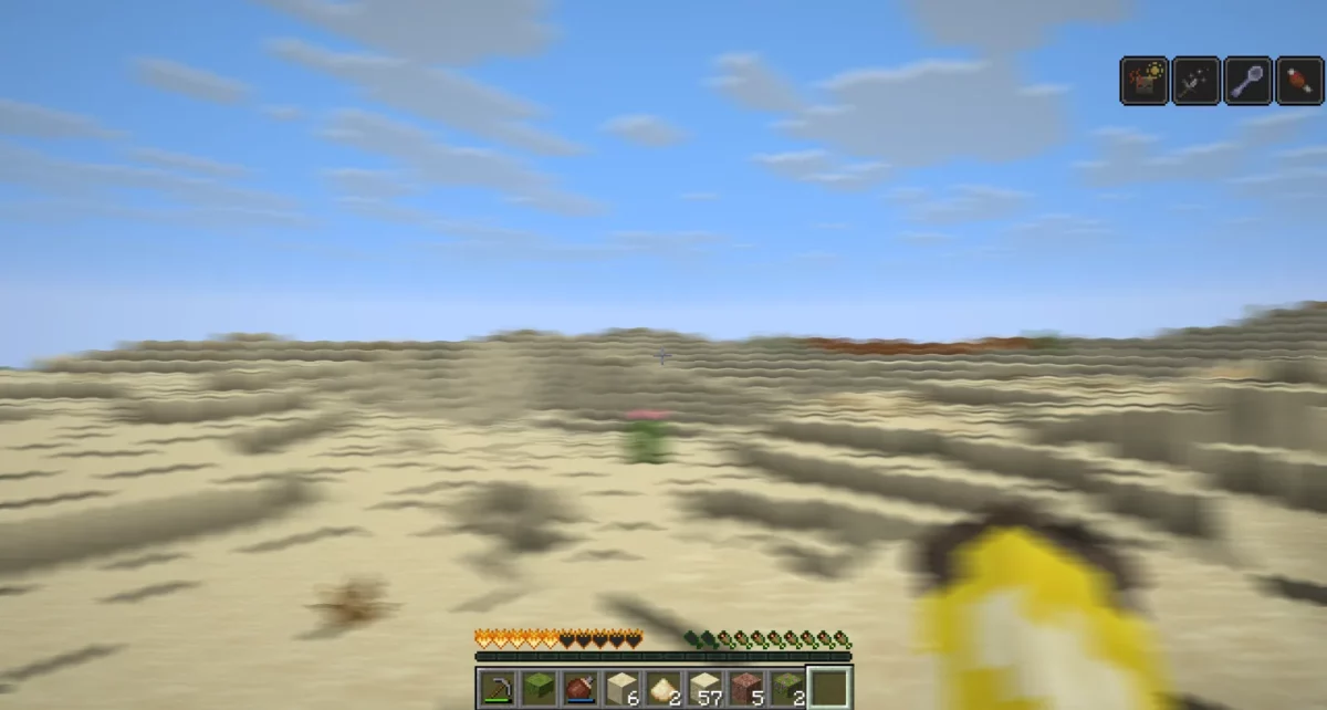 mod Minecraft Scorchful effets visuels d'un joueur victime d'un coup de chaleur à l'écran