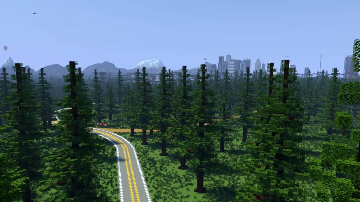 map Minecraft Los Perrito forêt nationale qui casse le rythme urbain au milieu de l'île