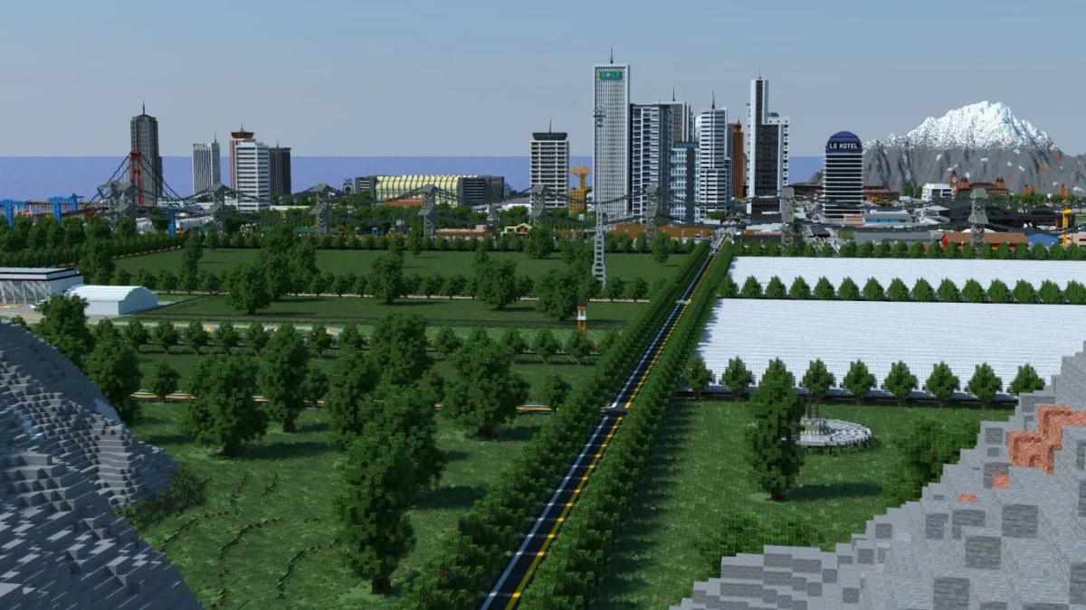 map Minecraft Los Perrito immeubles du centre construits à l'échelle d'une vraie ville